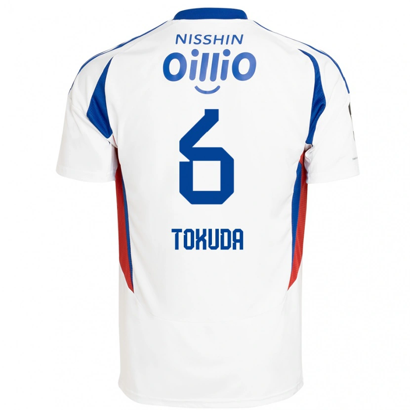 Danxen Kinderen Yuma Tokuda #6 Wit Koningsblauw Uitshirt Uittenue 2025/26 T-Shirt