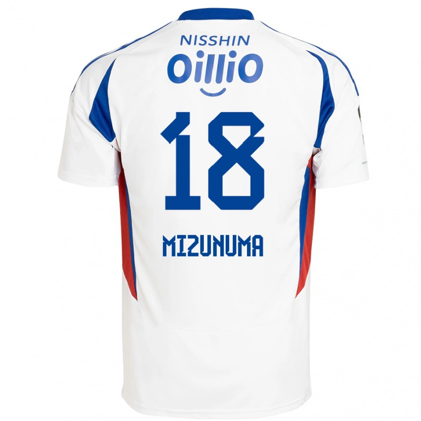 Danxen Kinderen Kota Mizunuma #18 Wit Koningsblauw Uitshirt Uittenue 2025/26 T-Shirt