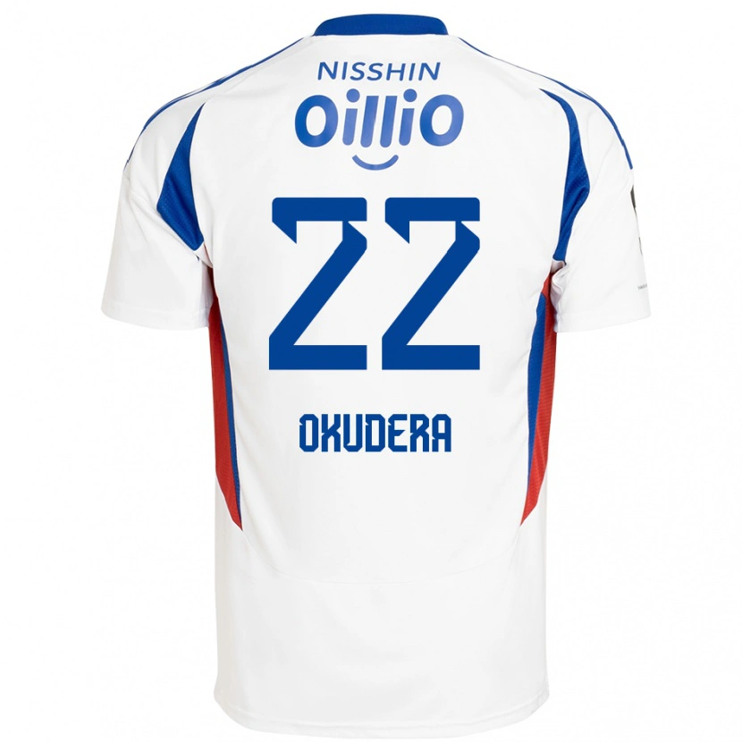 Danxen Kinderen Minato Okudera #22 Wit Koningsblauw Uitshirt Uittenue 2025/26 T-Shirt