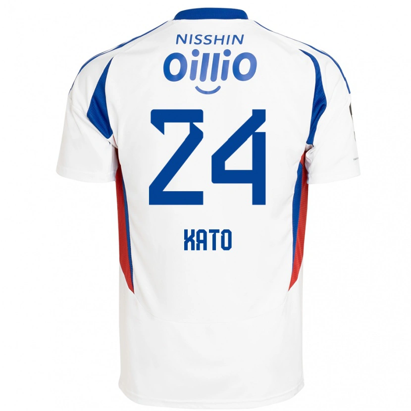 Danxen Kinderen Hijiri Kato #24 Wit Koningsblauw Uitshirt Uittenue 2025/26 T-Shirt