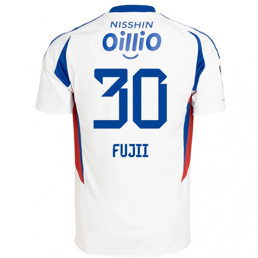 Danxen Kinderen Shota Fujii #30 Wit Koningsblauw Uitshirt Uittenue 2025/26 T-Shirt