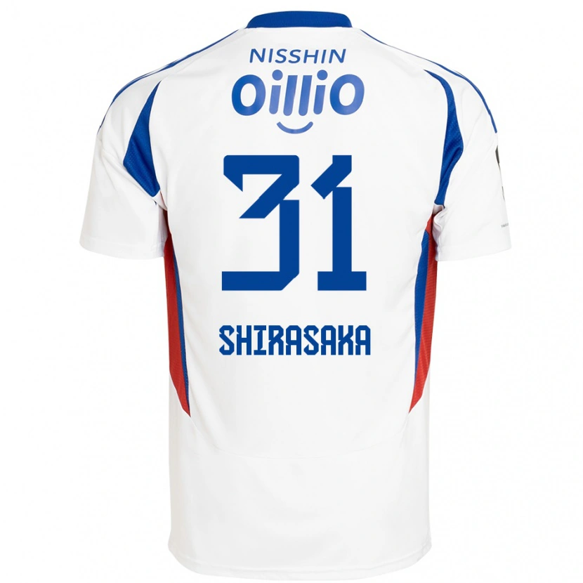 Danxen Kinderen Fuma Shirasaka #31 Wit Koningsblauw Uitshirt Uittenue 2025/26 T-Shirt