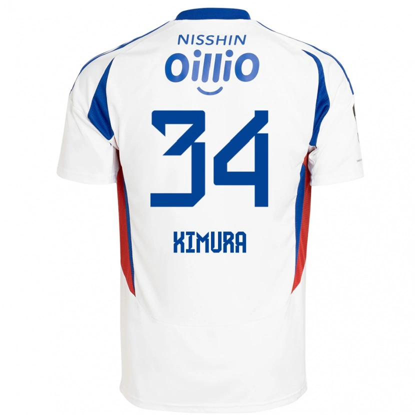 Danxen Kinderen Takuto Kimura #34 Wit Koningsblauw Uitshirt Uittenue 2025/26 T-Shirt