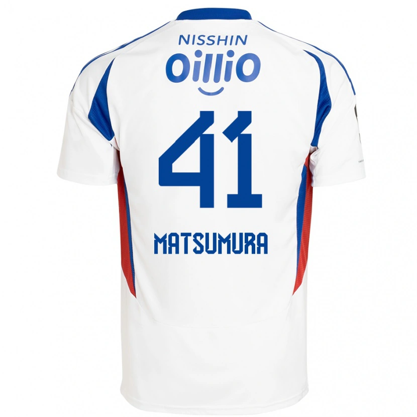 Danxen Kinderen Kosuke Matsumura #41 Wit Koningsblauw Uitshirt Uittenue 2025/26 T-Shirt