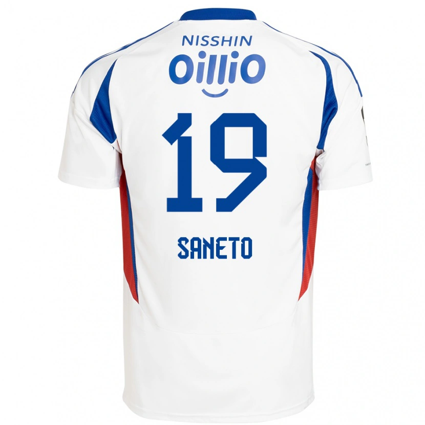 Danxen Kinderen Yuki Saneto #19 Wit Koningsblauw Uitshirt Uittenue 2025/26 T-Shirt