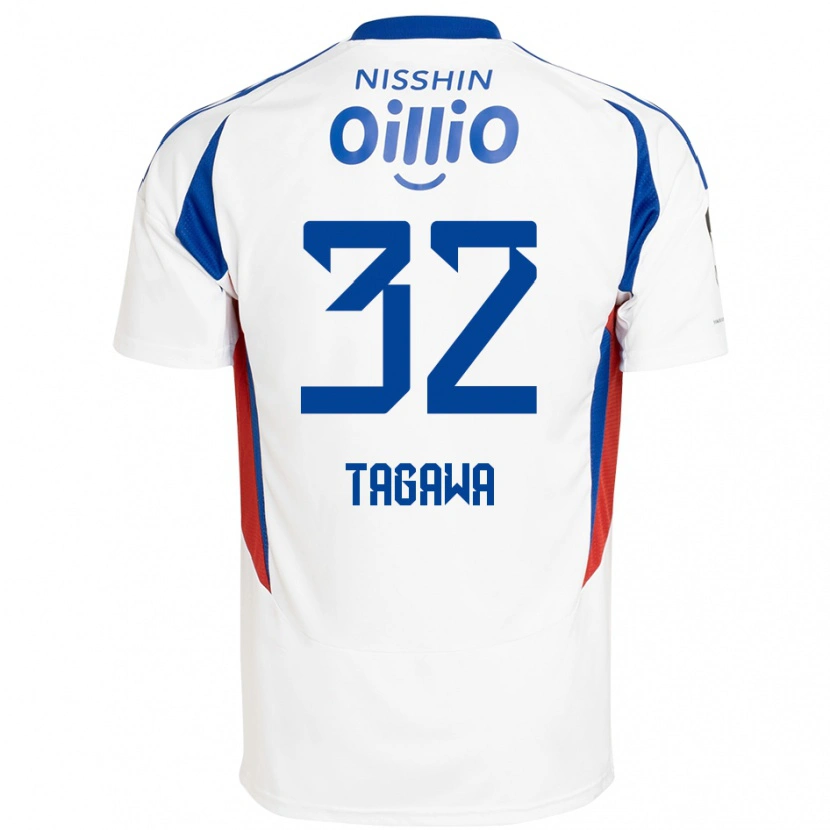 Danxen Kinderen Tomoki Tagawa #32 Wit Koningsblauw Uitshirt Uittenue 2025/26 T-Shirt