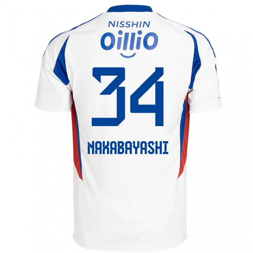 Danxen Kinderen Hirotsugu Nakabayashi #34 Wit Koningsblauw Uitshirt Uittenue 2025/26 T-Shirt