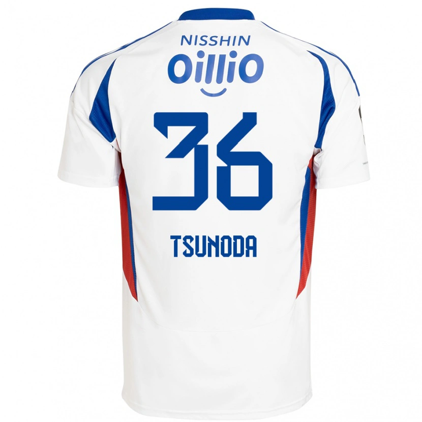 Danxen Kinderen Ryotaro Tsunoda #36 Wit Koningsblauw Uitshirt Uittenue 2025/26 T-Shirt