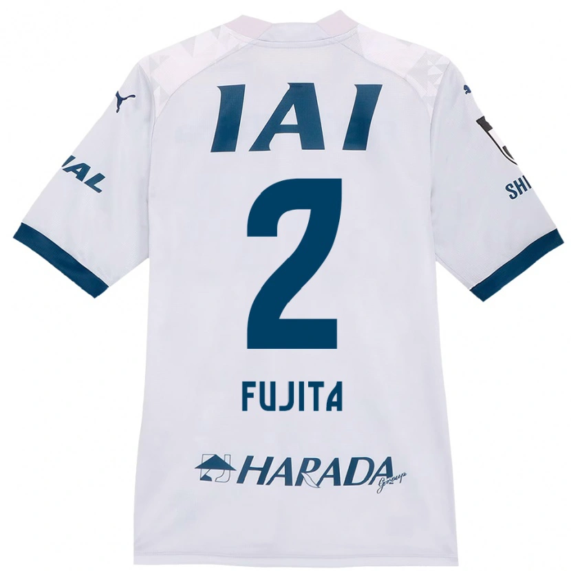 Danxen Kinderen Shunsuke Fujita #2 Wit Koningsblauw Uitshirt Uittenue 2025/26 T-Shirt