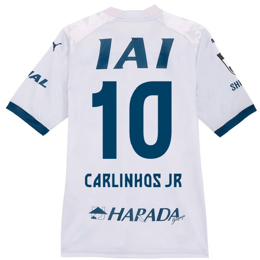 Danxen Kinderen Carlinhos Junior #10 Wit Koningsblauw Uitshirt Uittenue 2025/26 T-Shirt