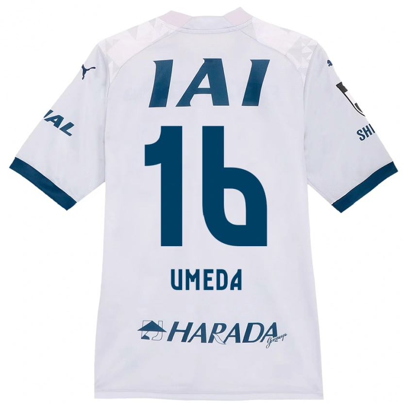 Danxen Kinderen Togo Umeda #16 Wit Koningsblauw Uitshirt Uittenue 2025/26 T-Shirt