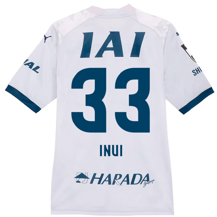 Danxen Kinderen Takashi Inui #33 Wit Koningsblauw Uitshirt Uittenue 2025/26 T-Shirt