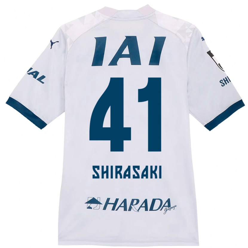 Danxen Kinderen Ryohei Shirasaki #41 Wit Koningsblauw Uitshirt Uittenue 2025/26 T-Shirt