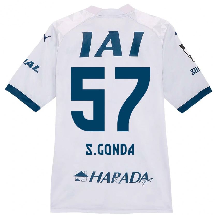 Danxen Kinderen Shuichi Gonda #57 Wit Koningsblauw Uitshirt Uittenue 2025/26 T-Shirt