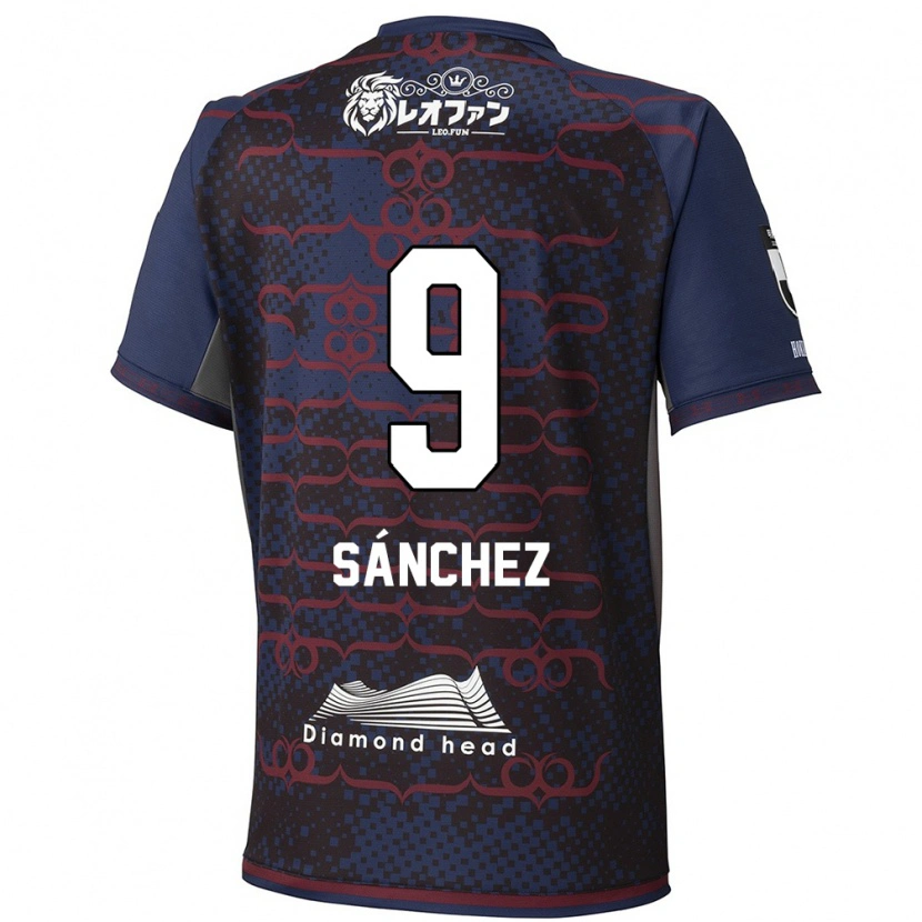 Danxen Kinderen Jordi Sánchez #9 Blauw Rood Uitshirt Uittenue 2025/26 T-Shirt