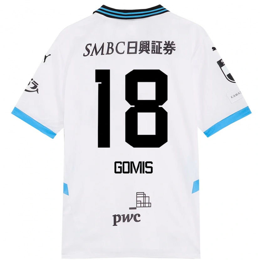 Danxen Kinderen Bafétimbi Gomis #18 Wit Hemelsblauw Uitshirt Uittenue 2025/26 T-Shirt