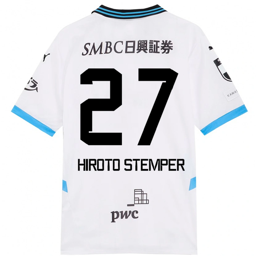 Danxen Kinderen Luka Hiroto Stemper #27 Wit Hemelsblauw Uitshirt Uittenue 2025/26 T-Shirt