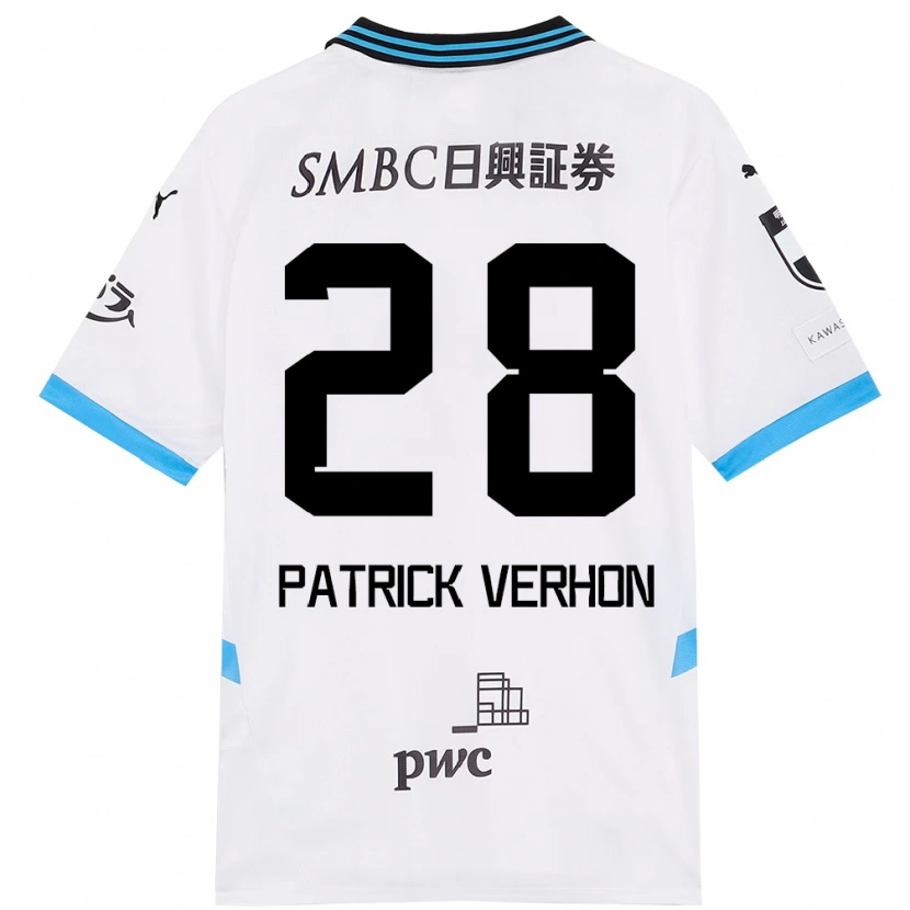 Danxen Kinderen Patrick Verhon #28 Wit Hemelsblauw Uitshirt Uittenue 2025/26 T-Shirt