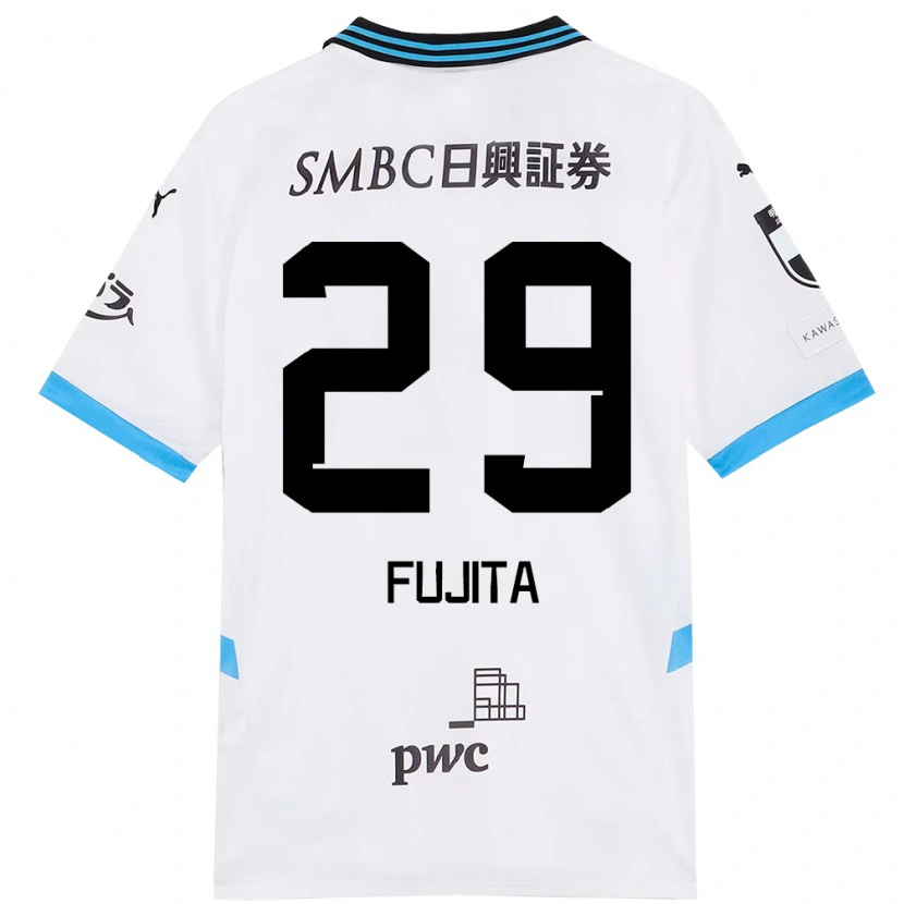 Danxen Kinderen Asuto Fujita #29 Wit Hemelsblauw Uitshirt Uittenue 2025/26 T-Shirt