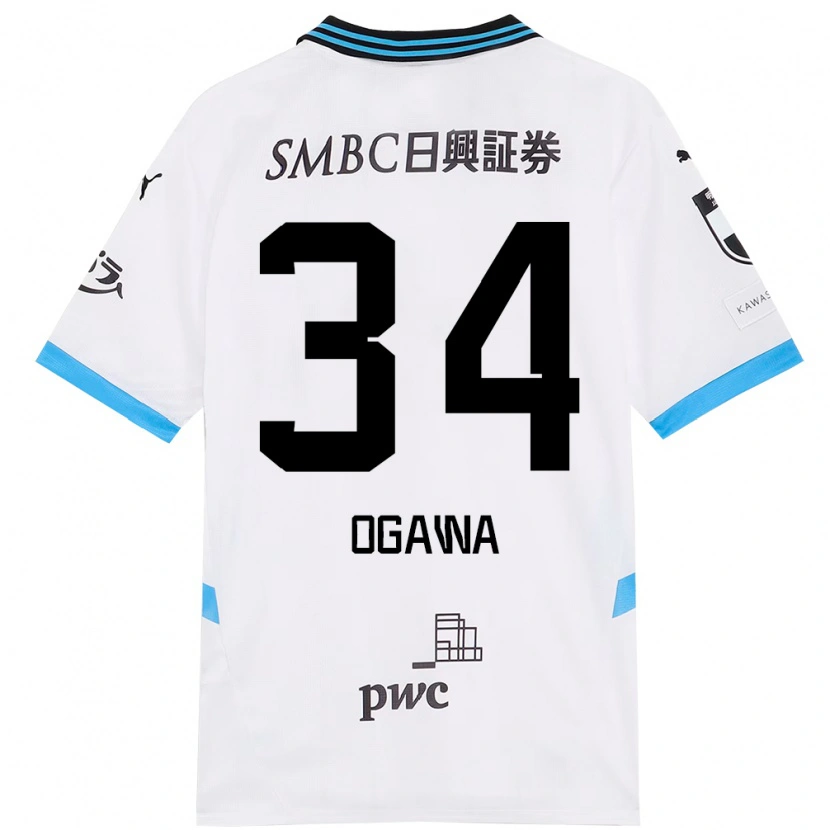 Danxen Kinderen Hiroto Ogawa #34 Wit Hemelsblauw Uitshirt Uittenue 2025/26 T-Shirt