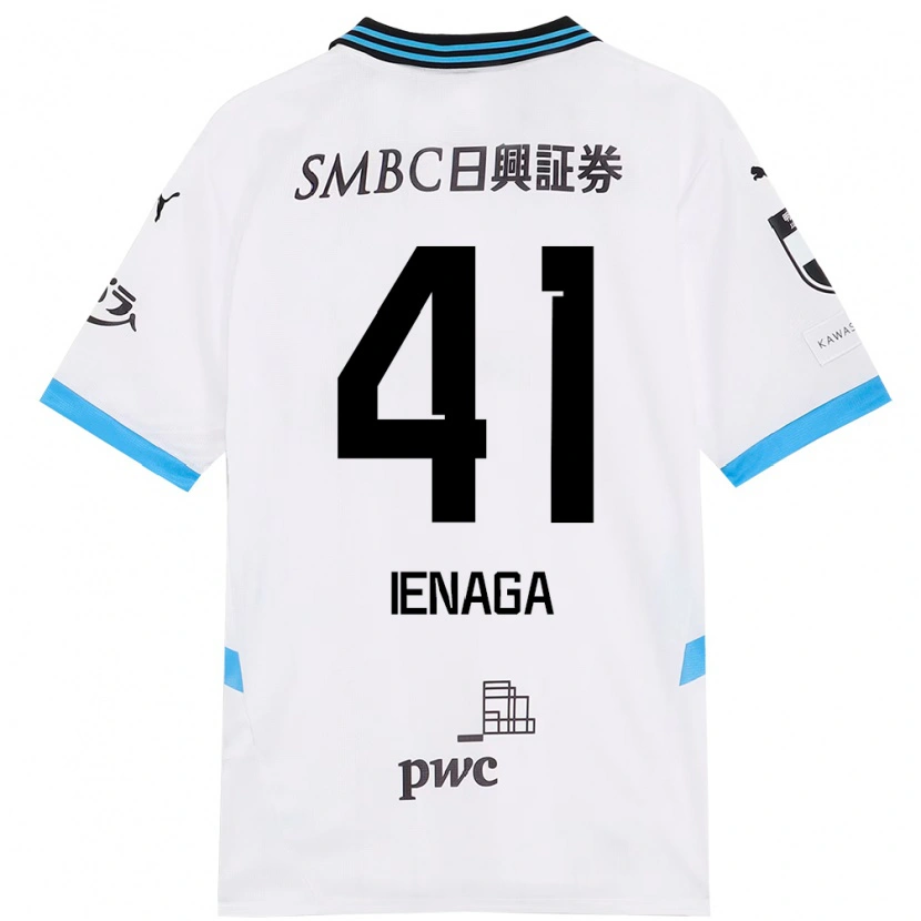 Danxen Kinderen Akihiro Ienaga #41 Wit Hemelsblauw Uitshirt Uittenue 2025/26 T-Shirt