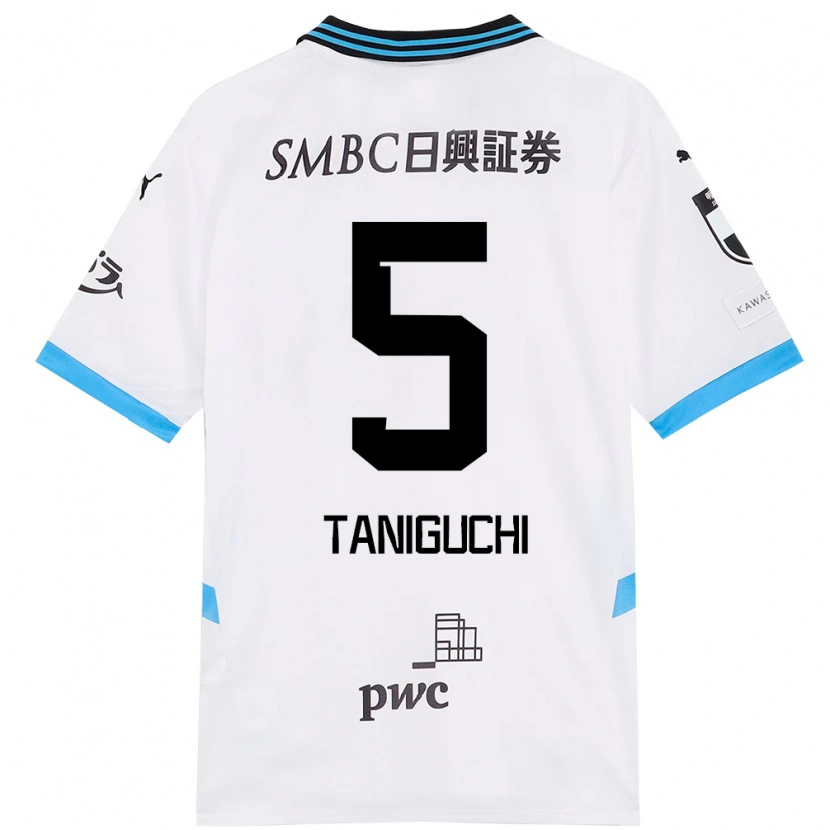 Danxen Kinderen Shogo Taniguchi #5 Wit Hemelsblauw Uitshirt Uittenue 2025/26 T-Shirt