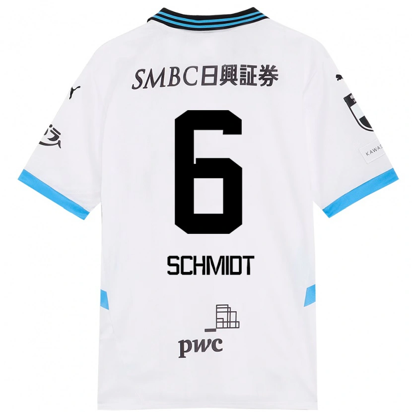 Danxen Kinderen Joao Schmidt #6 Wit Hemelsblauw Uitshirt Uittenue 2025/26 T-Shirt