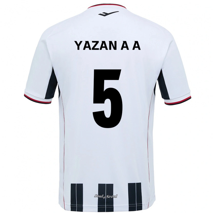 Danxen Kinderen Yazan Al-Arab #5 Wit Zwart Uitshirt Uittenue 2025/26 T-Shirt