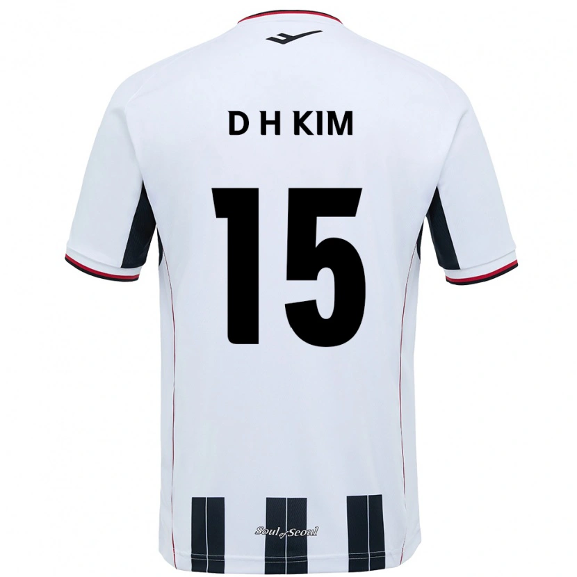 Danxen Kinderen Hyeon-Deok Kim #15 Wit Zwart Uitshirt Uittenue 2025/26 T-Shirt