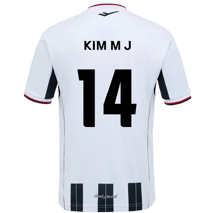 Danxen Kinderen Kim Min-Ji #14 Wit Zwart Uitshirt Uittenue 2025/26 T-Shirt