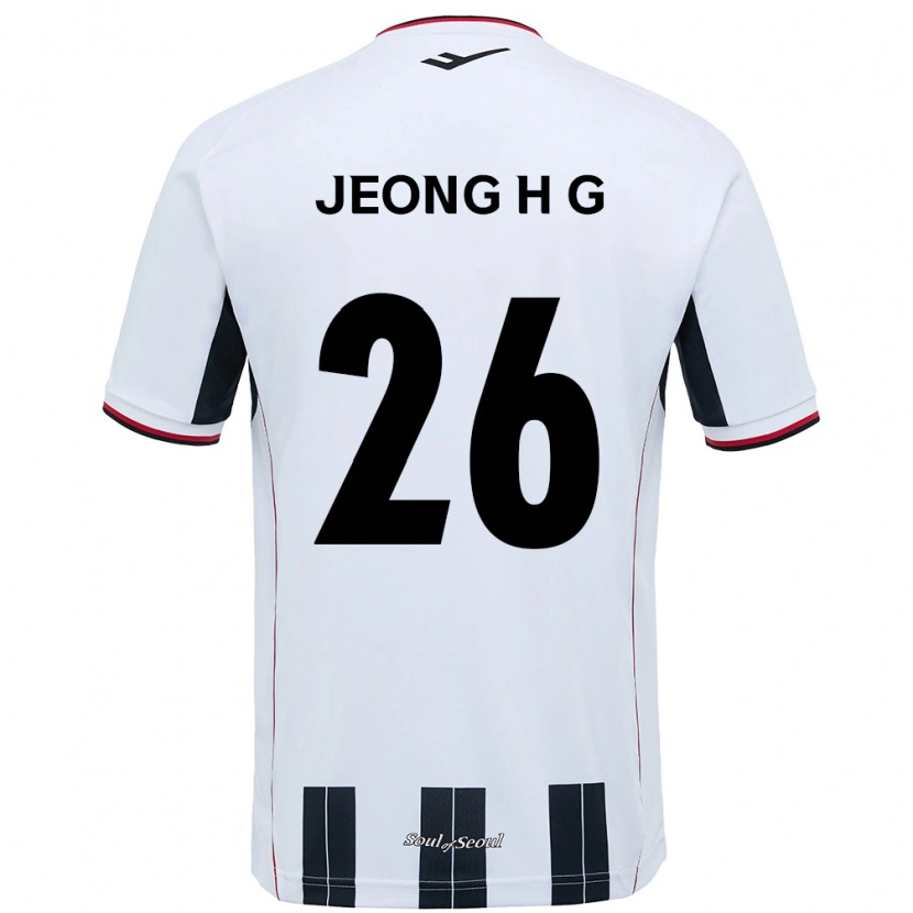 Danxen Kinderen Jeong Hyun-Gyeong #26 Wit Zwart Uitshirt Uittenue 2025/26 T-Shirt