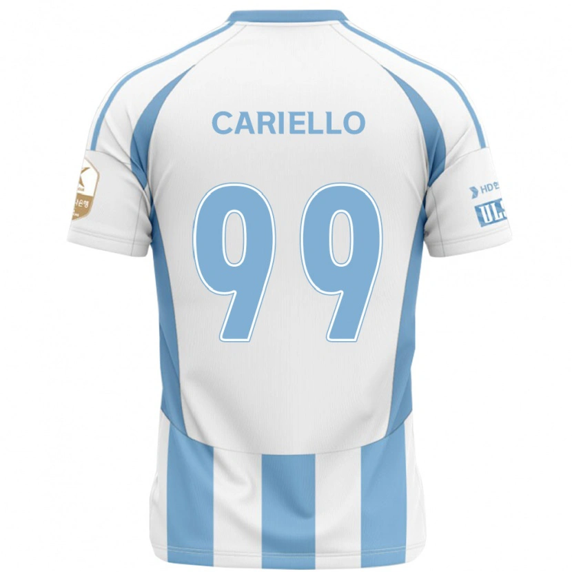 Danxen Kinderen Yago Cariello #99 Wit Hemelsblauw Uitshirt Uittenue 2025/26 T-Shirt
