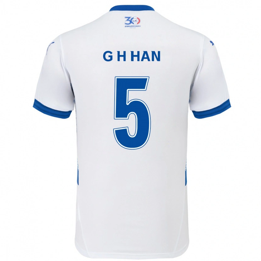 Danxen Kinderen Ho-Gang Han #5 Wit Koningsblauw Uitshirt Uittenue 2025/26 T-Shirt