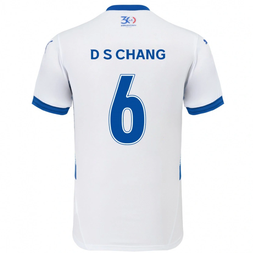 Danxen Kinderen Se-Dong Chang #6 Wit Koningsblauw Uitshirt Uittenue 2025/26 T-Shirt