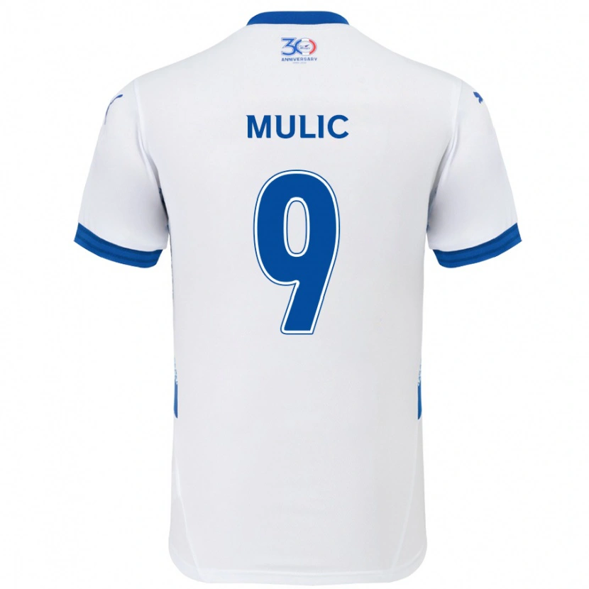 Danxen Kinderen Fejsal Mulic #9 Wit Koningsblauw Uitshirt Uittenue 2025/26 T-Shirt