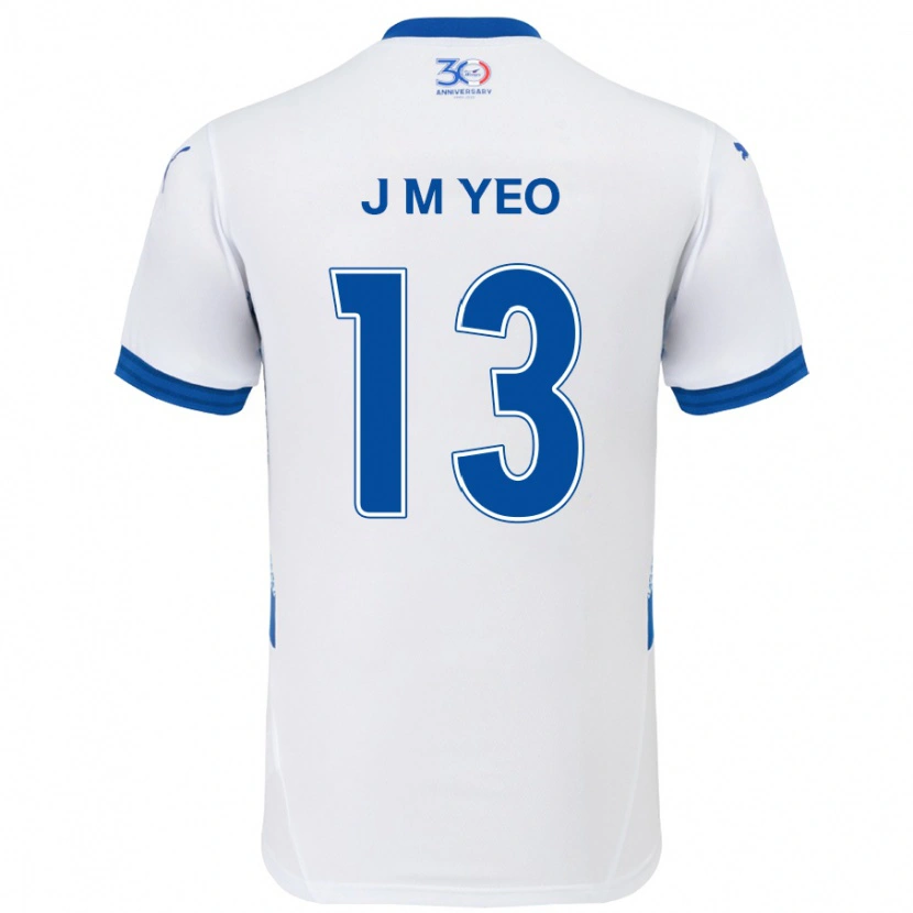 Danxen Kinderen Min-Jun Yeo #13 Wit Koningsblauw Uitshirt Uittenue 2025/26 T-Shirt