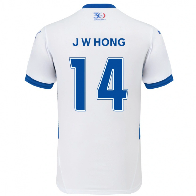 Danxen Kinderen Won-Jin Hong #14 Wit Koningsblauw Uitshirt Uittenue 2025/26 T-Shirt