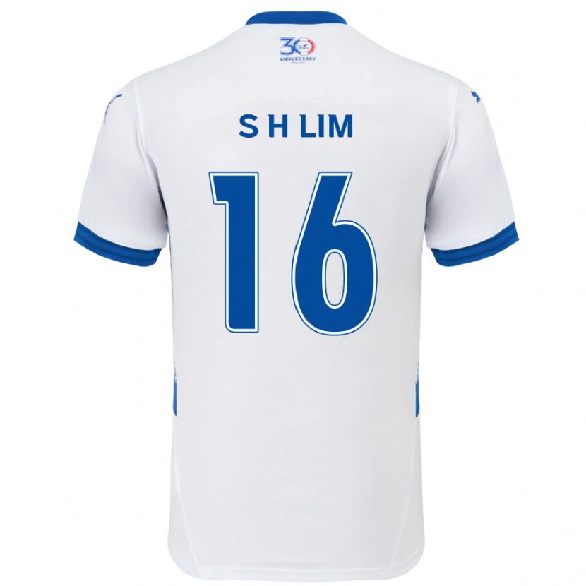 Danxen Kinderen Hyun-Sub Lim #16 Wit Koningsblauw Uitshirt Uittenue 2025/26 T-Shirt
