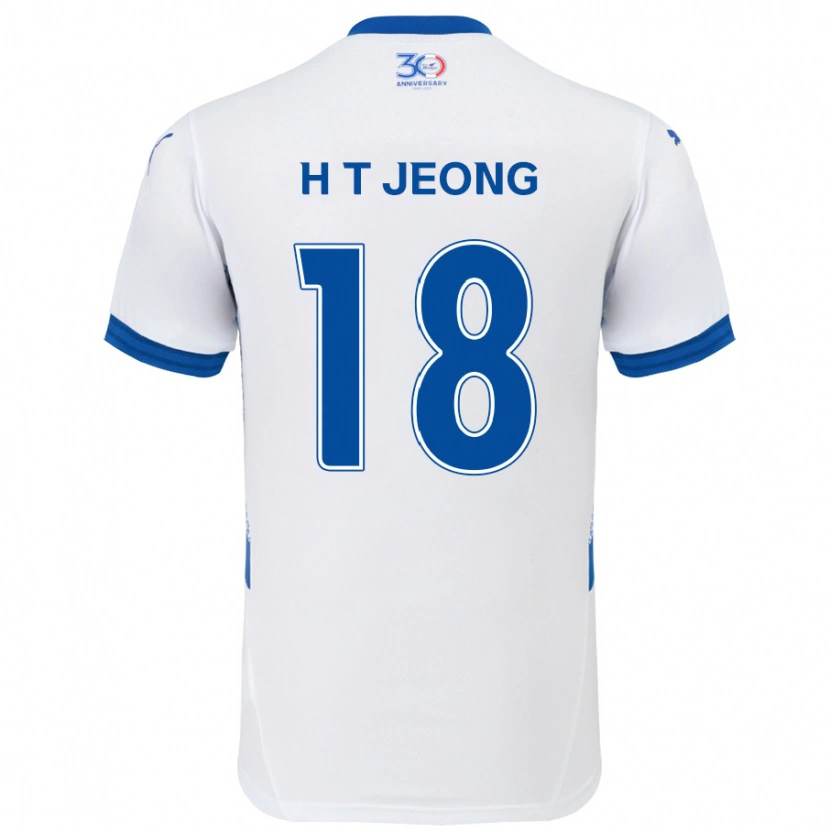 Danxen Kinderen Tae-Hwan Jeong #18 Wit Koningsblauw Uitshirt Uittenue 2025/26 T-Shirt