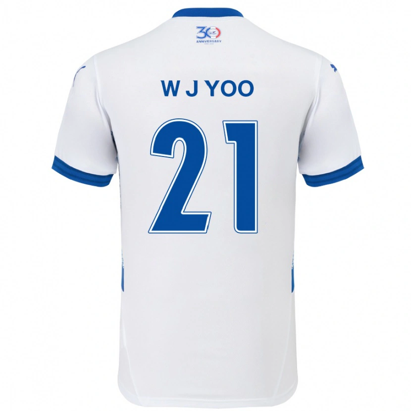 Danxen Kinderen Jin-Wook Yoo #21 Wit Koningsblauw Uitshirt Uittenue 2025/26 T-Shirt