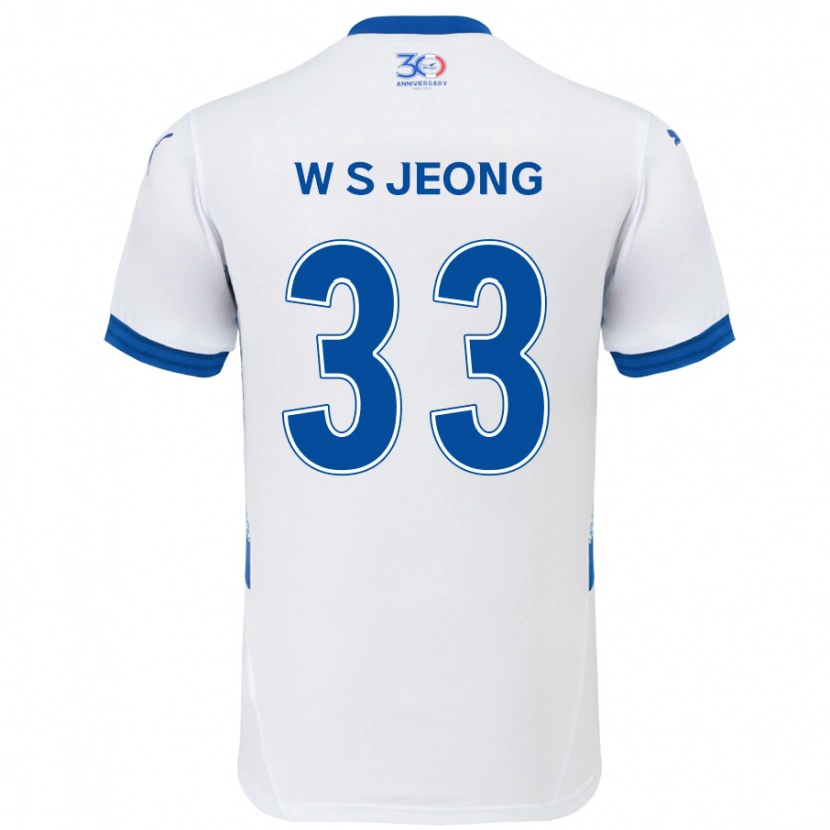Danxen Kinderen Seo-Woo Jeong #33 Wit Koningsblauw Uitshirt Uittenue 2025/26 T-Shirt