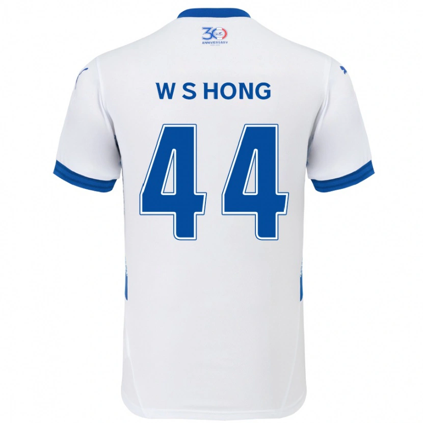 Danxen Kinderen Sang-Won Hong #44 Wit Koningsblauw Uitshirt Uittenue 2025/26 T-Shirt