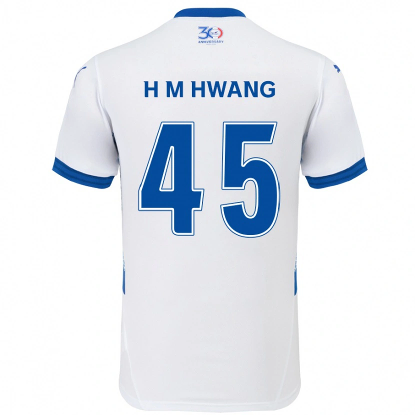 Danxen Kinderen Myung-Hyun Hwang #45 Wit Koningsblauw Uitshirt Uittenue 2025/26 T-Shirt
