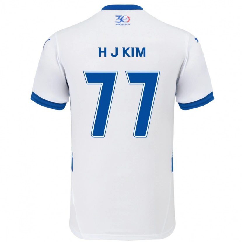 Danxen Kinderen Ji-Hyun Kim #77 Wit Koningsblauw Uitshirt Uittenue 2025/26 T-Shirt