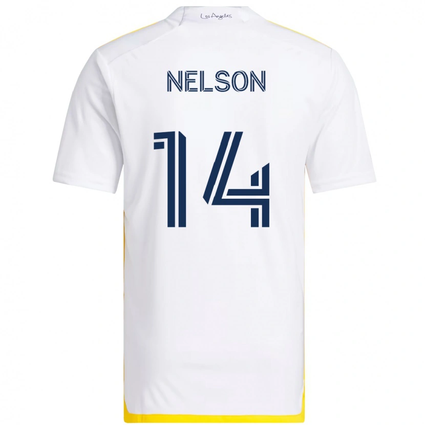 Danxen Heren John Nelson #14 Wit Geel Thuisshirt Thuistenue 2025/26 T-Shirt