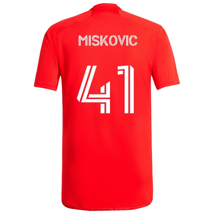 Danxen Heren Mihajlo Miskovic #41 Rood Wit Thuisshirt Thuistenue 2025/26 T-Shirt