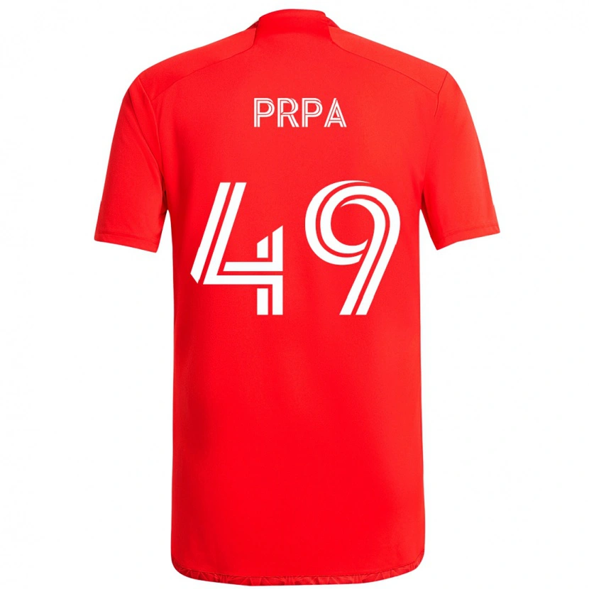 Danxen Heren Luka Prpa #49 Rood Wit Thuisshirt Thuistenue 2025/26 T-Shirt