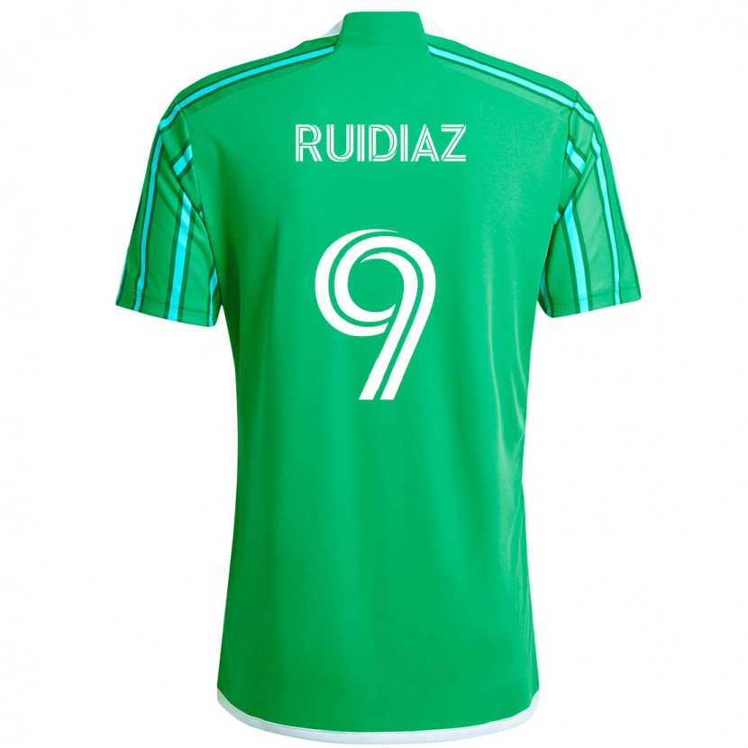 Danxen Heren Raúl Ruidíaz #9 Groen Wit Thuisshirt Thuistenue 2025/26 T-Shirt