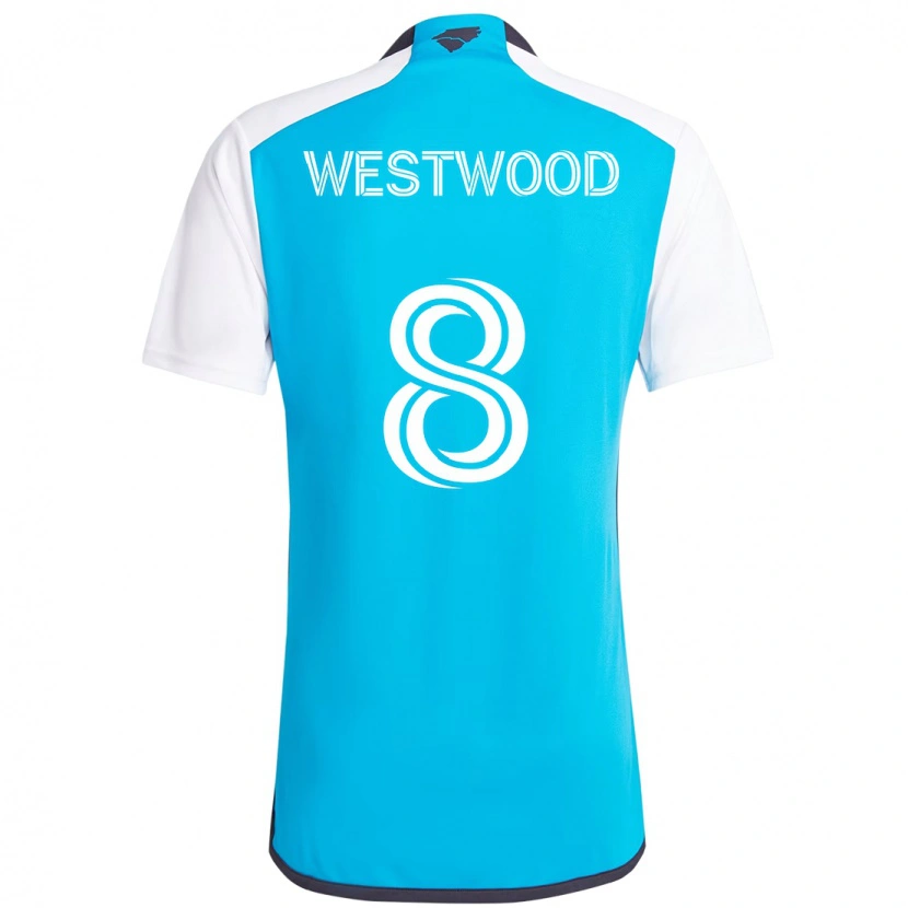 Danxen Heren Ashley Westwood #8 Hemelsblauw Wit Thuisshirt Thuistenue 2025/26 T-Shirt
