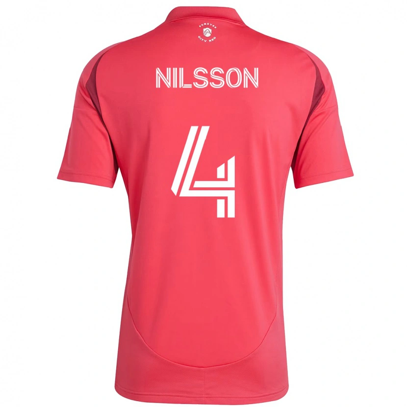 Danxen Heren Joakim Nilsson #4 Magenta Wit Thuisshirt Thuistenue 2025/26 T-Shirt